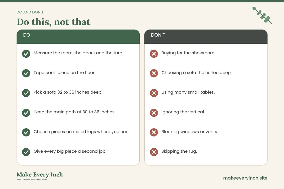 Do and don't checklist for: Best Furniture for a Small Living Room