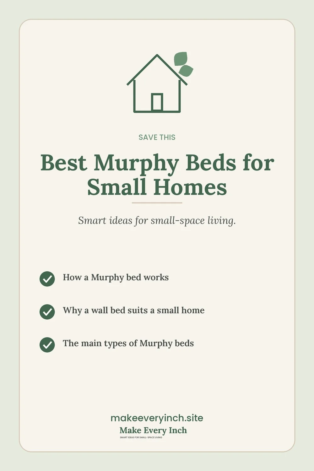 Save-this Pinterest pin with a short checklist for: Best Murphy Beds for Small Homes