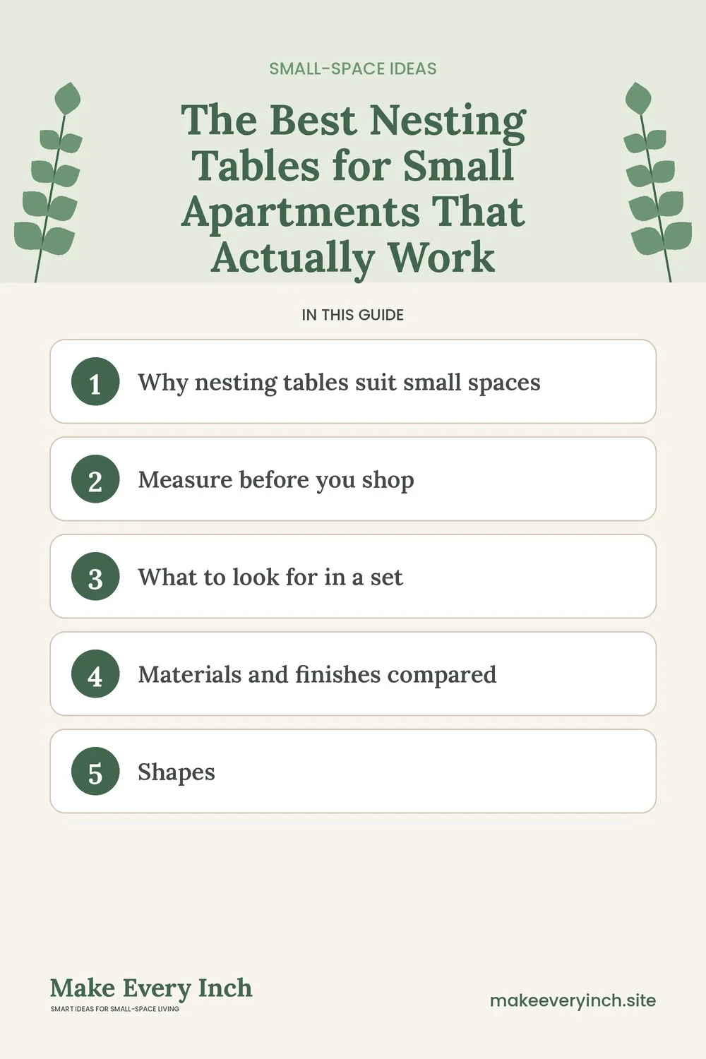 Pinterest pin listing the main topics in: The Best Nesting Tables for Small Apartments That Actually Work