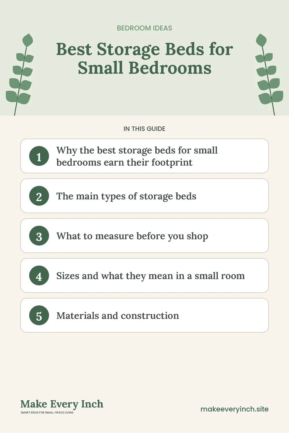 Pinterest pin listing the main topics in: Best Storage Beds for Small Bedrooms