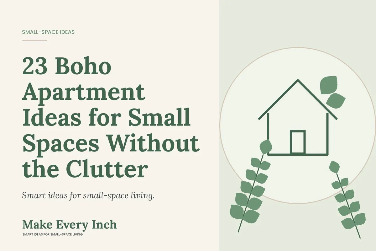 23 Boho Apartment Ideas for Small Spaces Without the Clutter, Make Every Inch cover with a house and leaf illustration