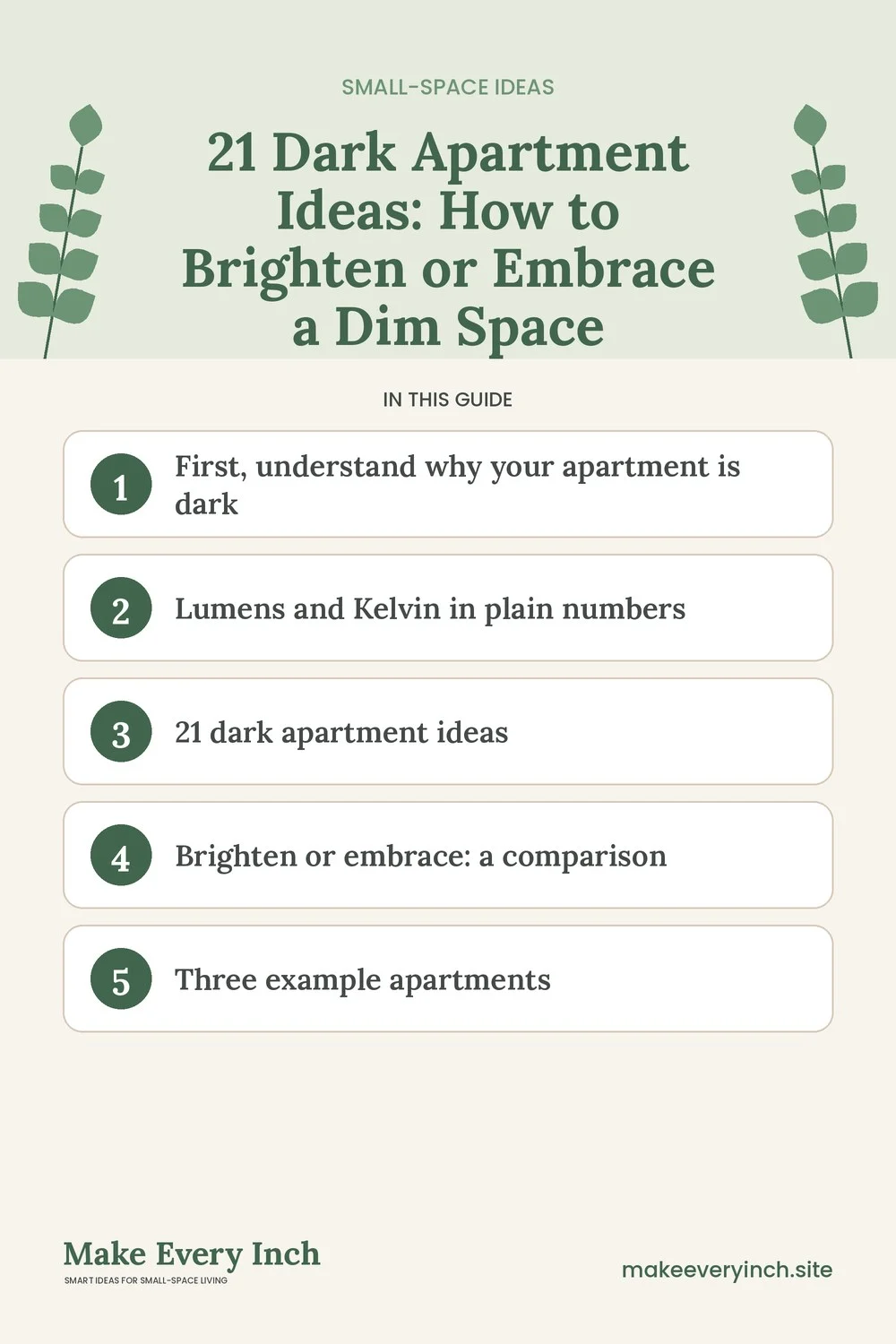 Pinterest pin listing the main topics in: 21 Dark Apartment Ideas
