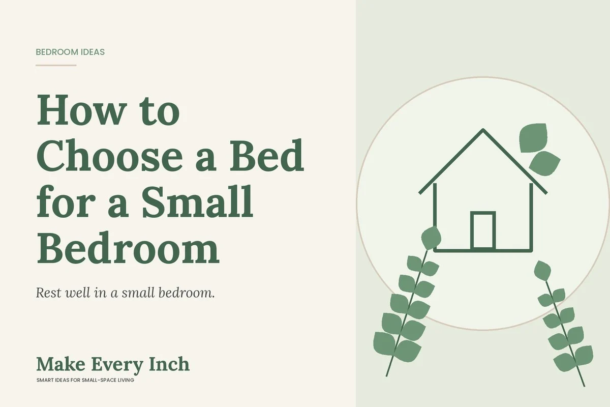 How to Choose a Bed for a Small Bedroom, Make Every Inch cover with a house and leaf illustration