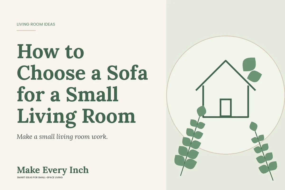 How to Choose a Sofa for a Small Living Room, Make Every Inch cover with a house and leaf illustration
