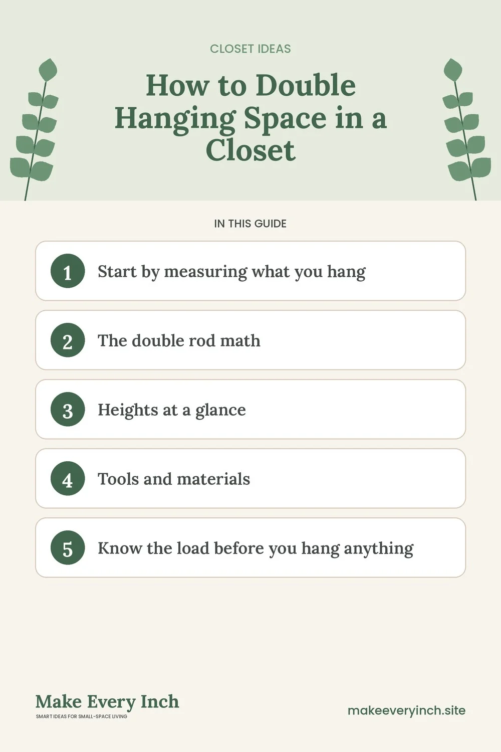 Pinterest pin listing the main topics in: How to Double Hanging Space in a Closet