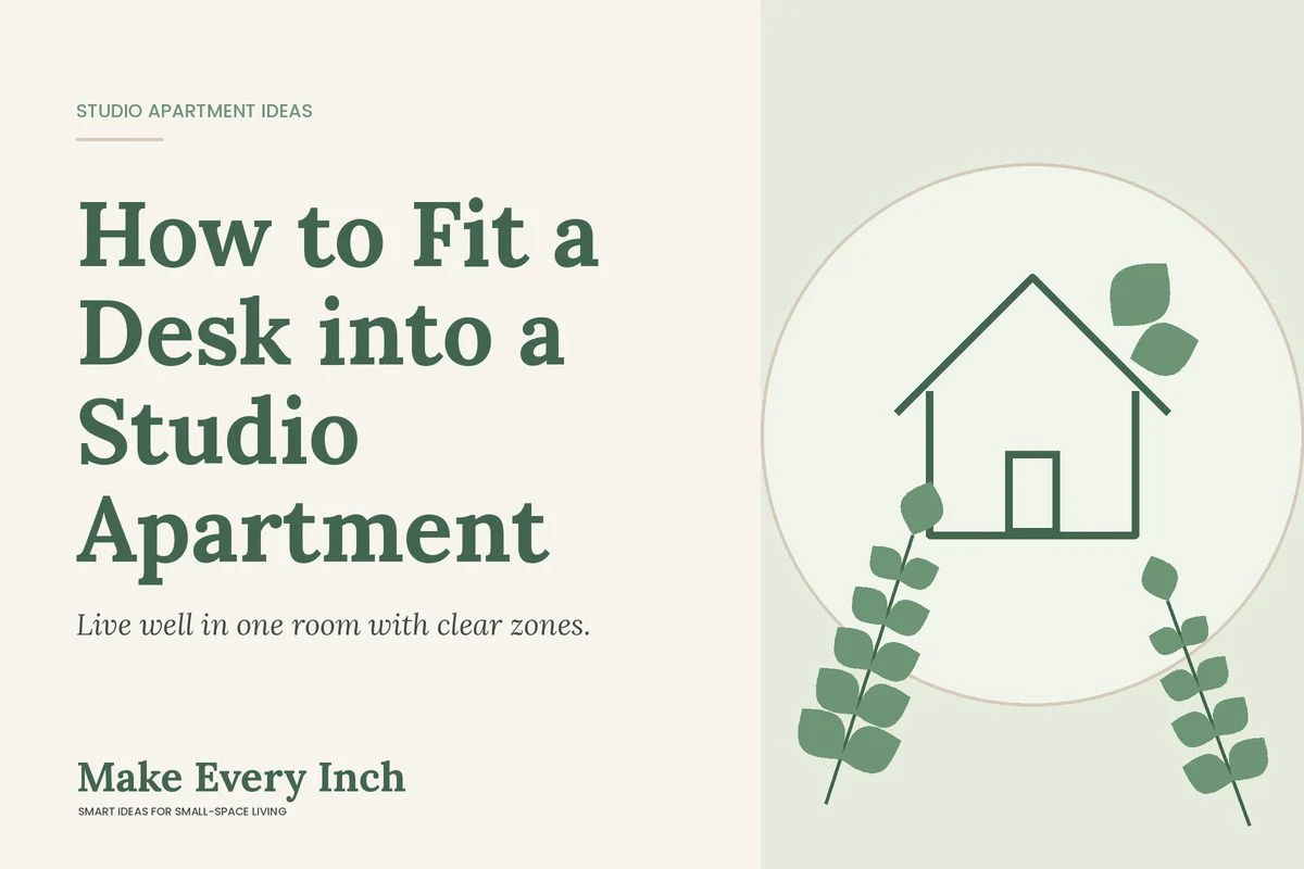 How to Fit a Desk into a Studio Apartment, Make Every Inch cover with a house and leaf illustration