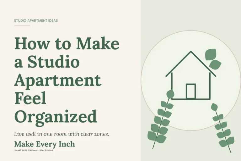 How to Make a Studio Apartment Feel Organized, Make Every Inch cover with a house and leaf illustration