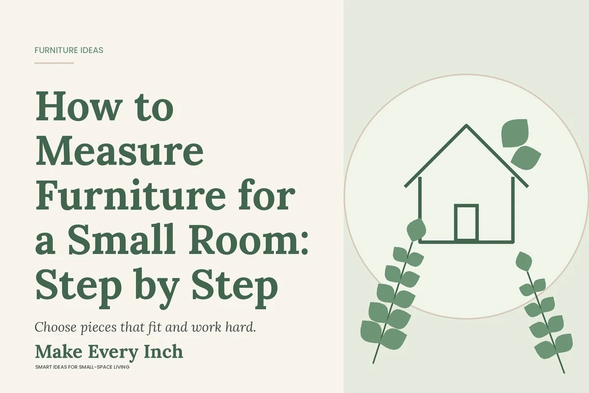 How to Measure Furniture for a Small Room: Step by Step, Make Every Inch cover with a house and leaf illustration