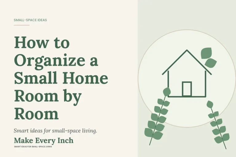How to Organize a Small Home Room by Room, Make Every Inch cover with a house and leaf illustration