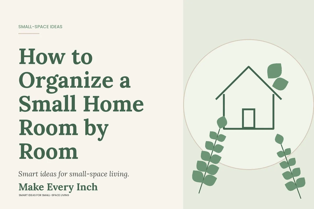 How to Organize a Small Home Room by Room, Make Every Inch cover with a house and leaf illustration