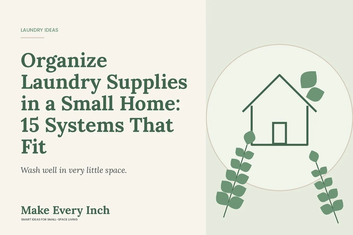 Organize Laundry Supplies in a Small Home: 15 Systems That Fit, Make Every Inch cover with a house and leaf illustration