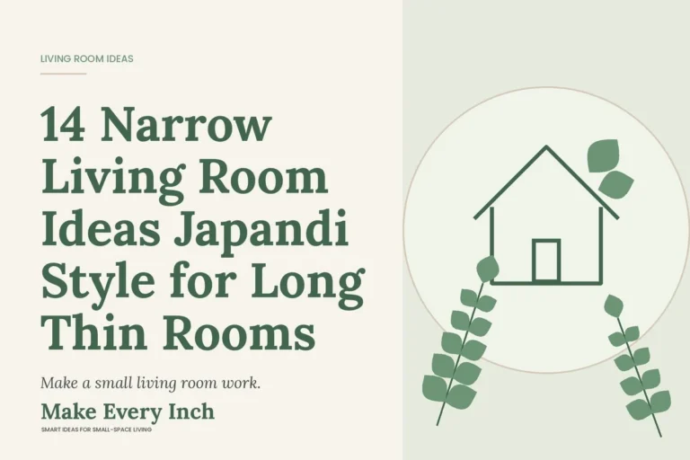 14 Narrow Living Room Ideas Japandi Style for Long Thin Rooms, Make Every Inch cover with a house and leaf illustration