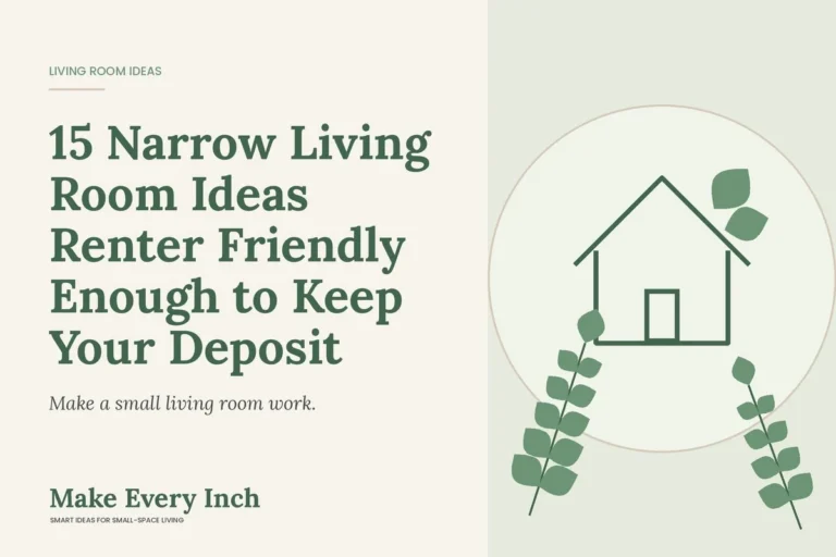 15 Narrow Living Room Ideas Renter Friendly Enough to Keep Your Deposit, Make Every Inch cover with a house and leaf illustration