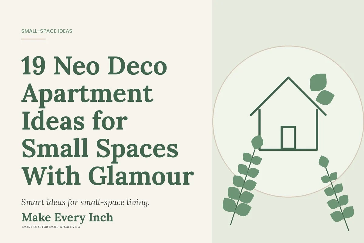 19 Neo Deco Apartment Ideas for Small Spaces With Glamour, Make Every Inch cover with a house and leaf illustration