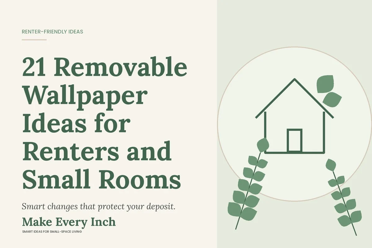 21 Removable Wallpaper Ideas for Renters and Small Rooms, Make Every Inch cover with a house and leaf illustration