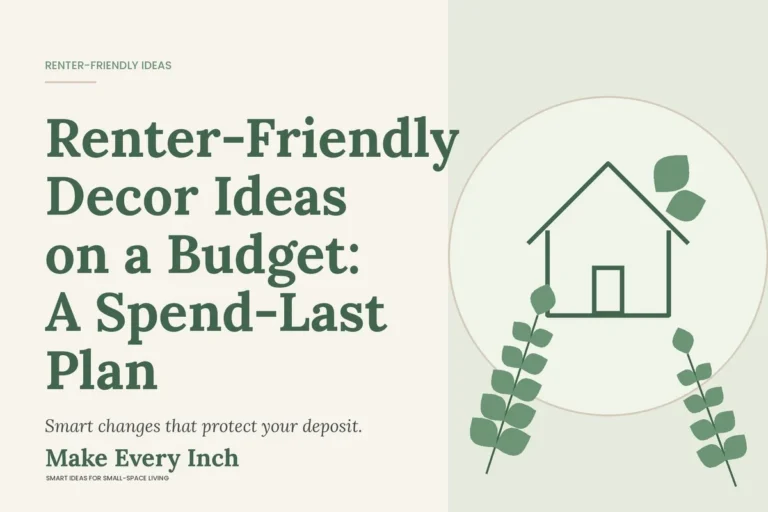 Renter-Friendly Decor Ideas on a Budget: A Spend-Last Plan, Make Every Inch cover with a house and leaf illustration