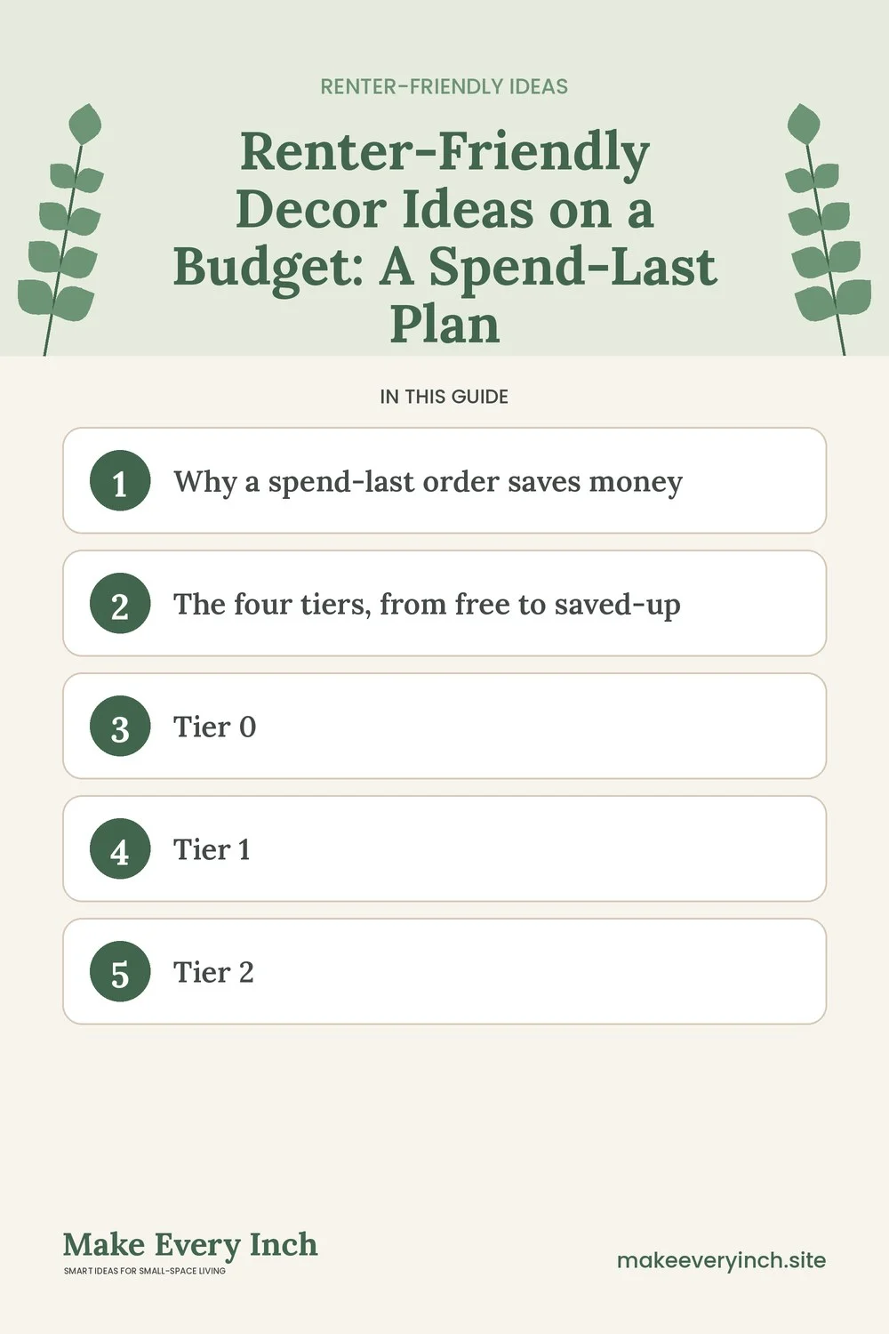 Pinterest pin listing the main topics in: Renter-Friendly Decor Ideas on a Budget