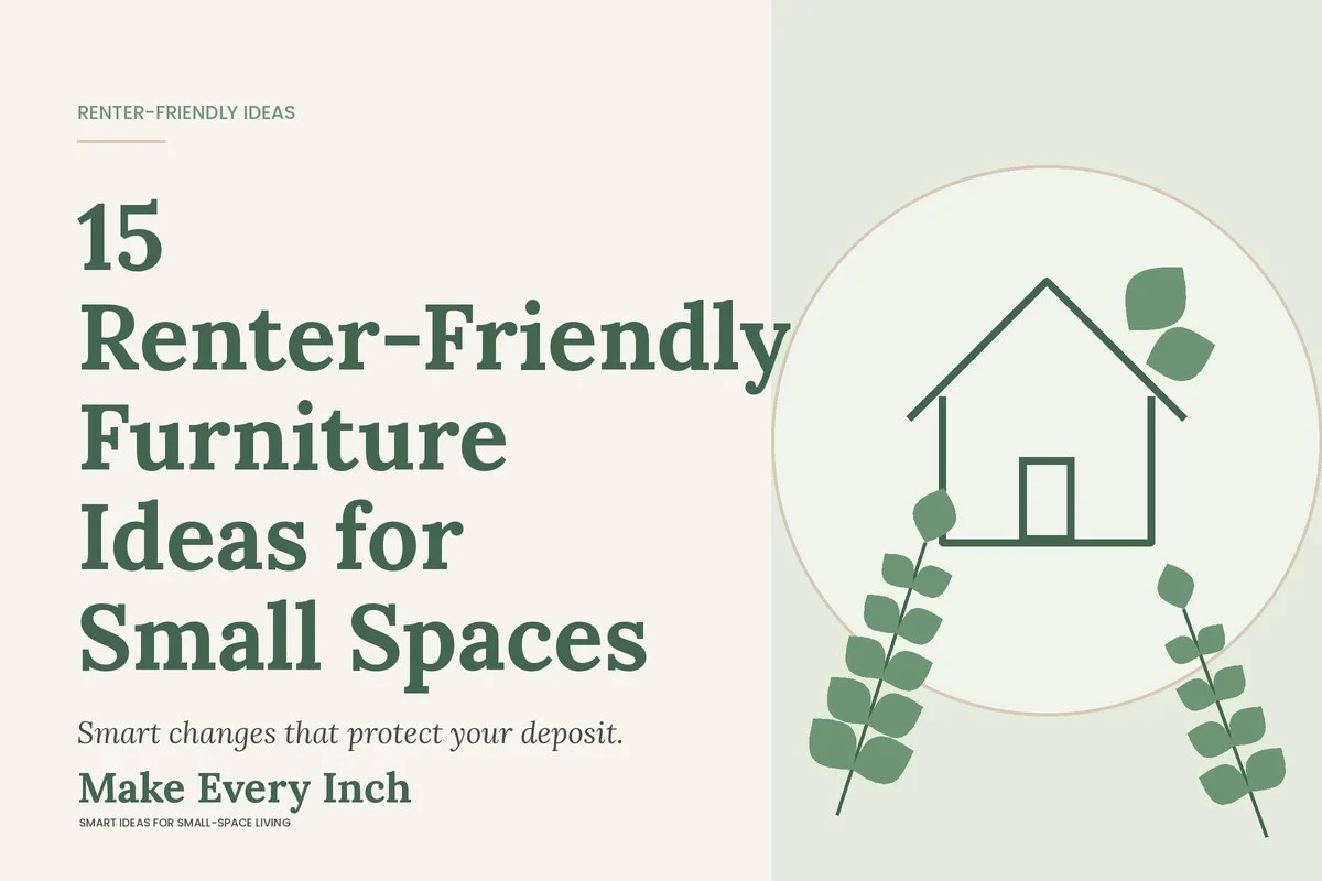 15 Renter-Friendly Furniture Ideas for Small Spaces, Make Every Inch cover with a house and leaf illustration