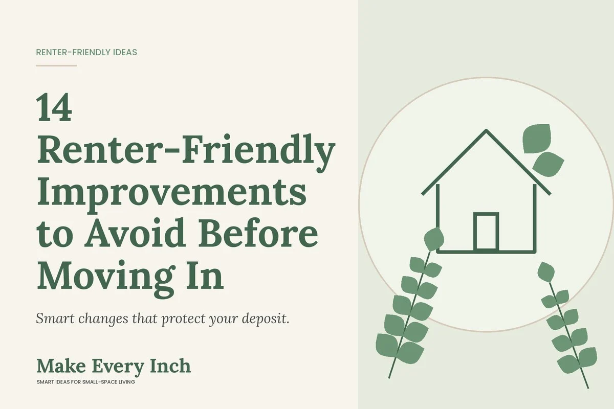 14 Renter-Friendly Improvements to Avoid Before Moving In, Make Every Inch cover with a house and leaf illustration
