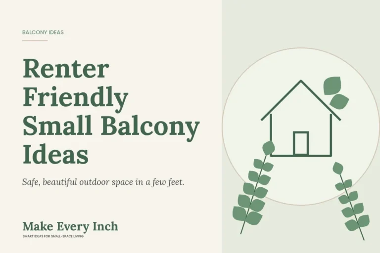 Renter Friendly Small Balcony Ideas, Make Every Inch cover with a house and leaf illustration
