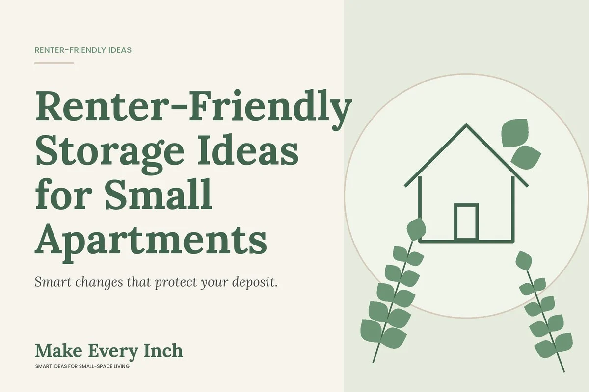 Renter-Friendly Storage Ideas for Small Apartments, Make Every Inch cover with a house and leaf illustration