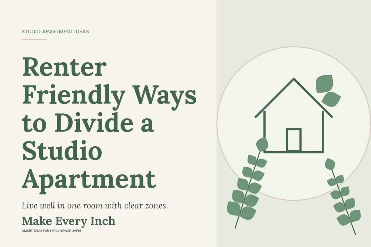 Renter Friendly Ways to Divide a Studio Apartment, Make Every Inch cover with a house and leaf illustration