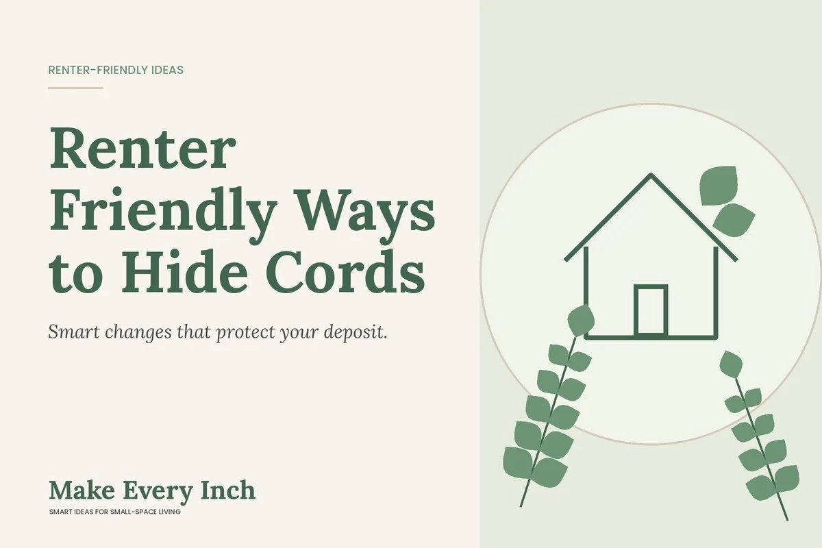 Renter Friendly Ways to Hide Cords, Make Every Inch cover with a house and leaf illustration