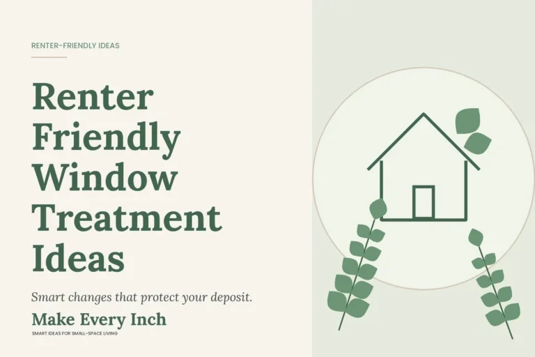 Renter Friendly Window Treatment Ideas, Make Every Inch cover with a house and leaf illustration