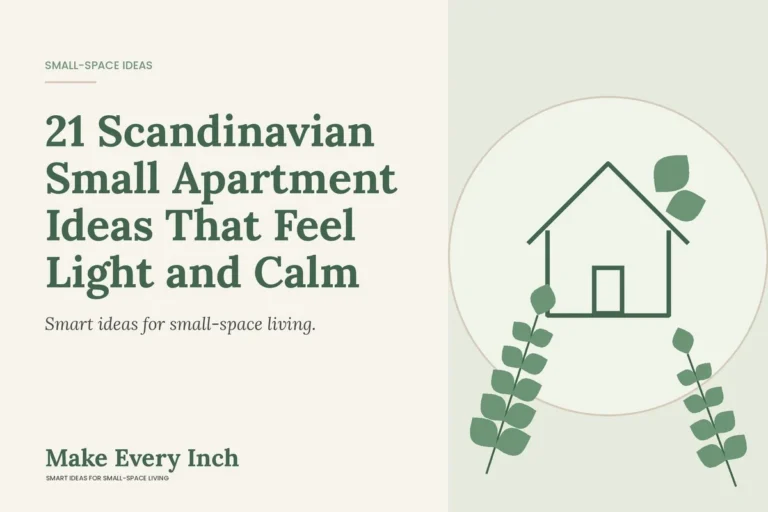 21 Scandinavian Small Apartment Ideas That Feel Light and Calm, Make Every Inch cover with a house and leaf illustration