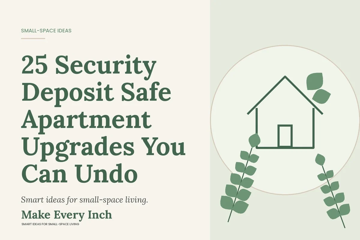 25 Security Deposit Safe Apartment Upgrades You Can Undo, Make Every Inch cover with a house and leaf illustration