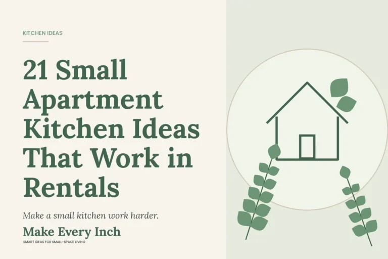 21 Small Apartment Kitchen Ideas That Work in Rentals, Make Every Inch cover with a house and leaf illustration