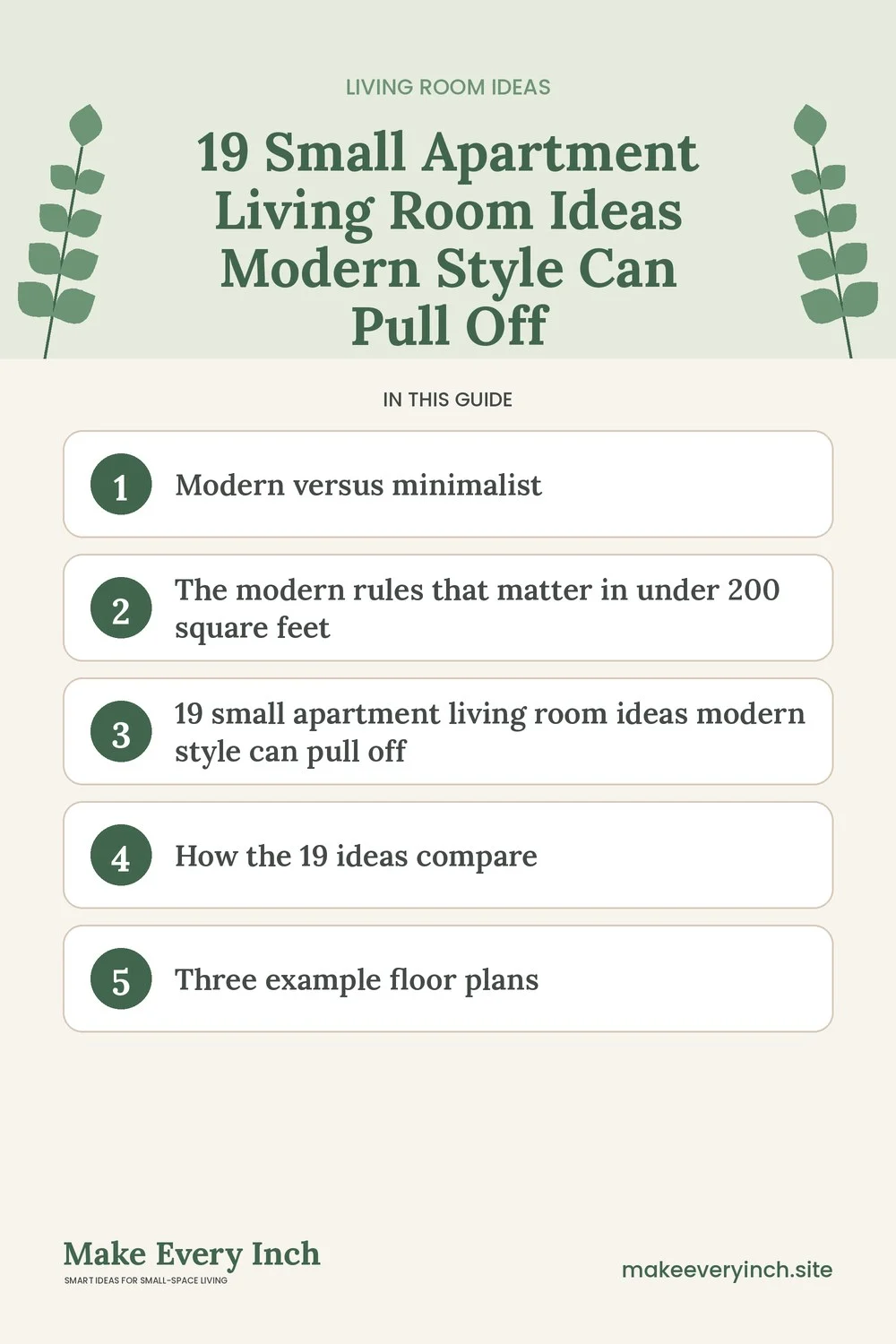 Pinterest pin listing the main topics in: 19 Small Apartment Living Room Ideas Modern Style Can Pull Off