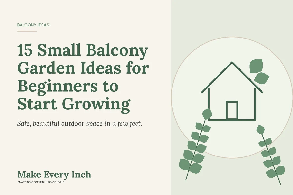 15 Small Balcony Garden Ideas for Beginners to Start Growing, Make Every Inch cover with a house and leaf illustration