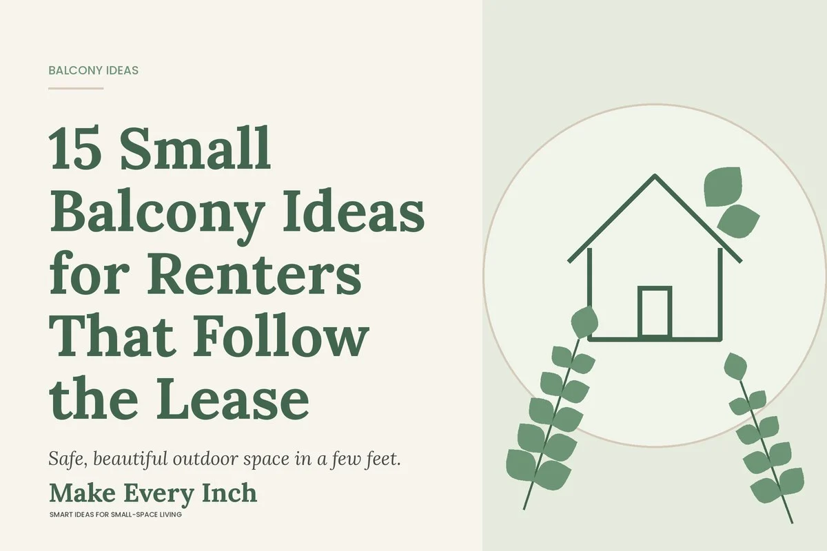 15 Small Balcony Ideas for Renters That Follow the Lease, Make Every Inch cover with a house and leaf illustration