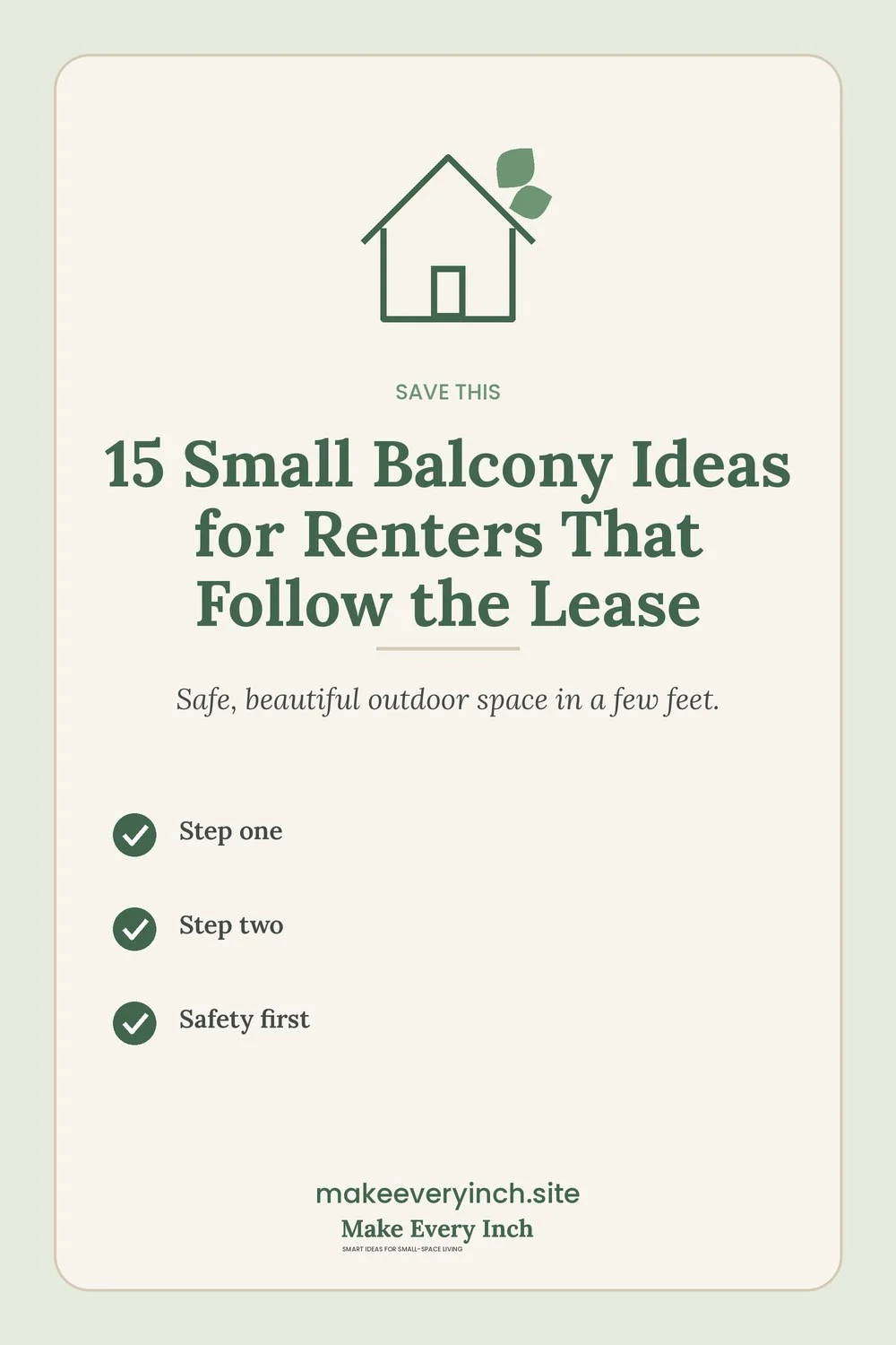 Save-this Pinterest pin with a short checklist for: 15 Small Balcony Ideas for Renters That Follow the Lease