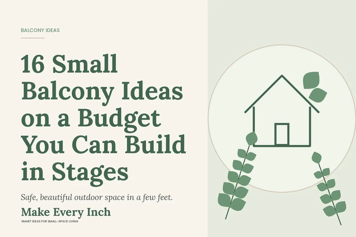 16 Small Balcony Ideas on a Budget You Can Build in Stages, Make Every Inch cover with a house and leaf illustration