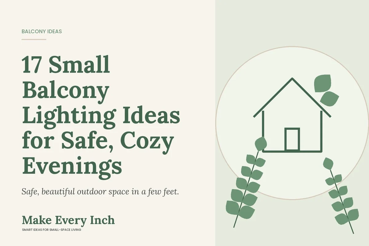 17 Small Balcony Lighting Ideas for Safe, Cozy Evenings, Make Every Inch cover with a house and leaf illustration