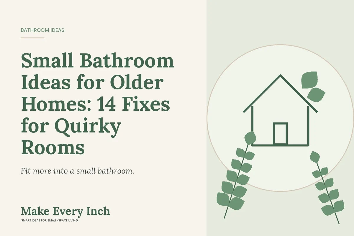 Small Bathroom Ideas for Older Homes: 14 Fixes for Quirky Rooms, Make Every Inch cover with a house and leaf illustration