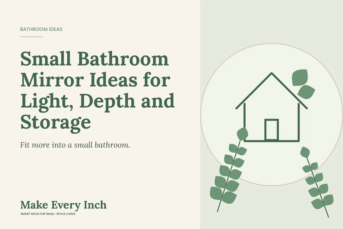 Small Bathroom Mirror Ideas for Light, Depth and Storage, Make Every Inch cover with a house and leaf illustration