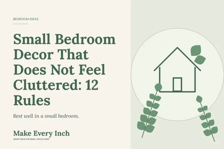 Small Bedroom Decor That Does Not Feel Cluttered: 12 Rules, Make Every Inch cover with a house and leaf illustration