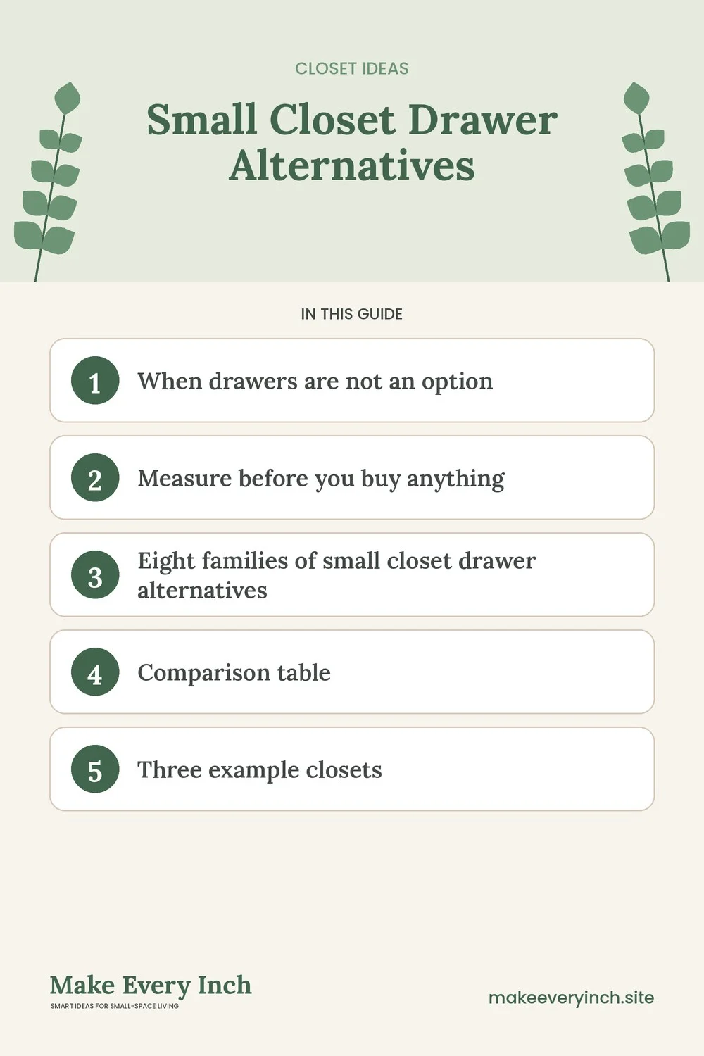 Pinterest pin listing the main topics in: Small Closet Drawer Alternatives