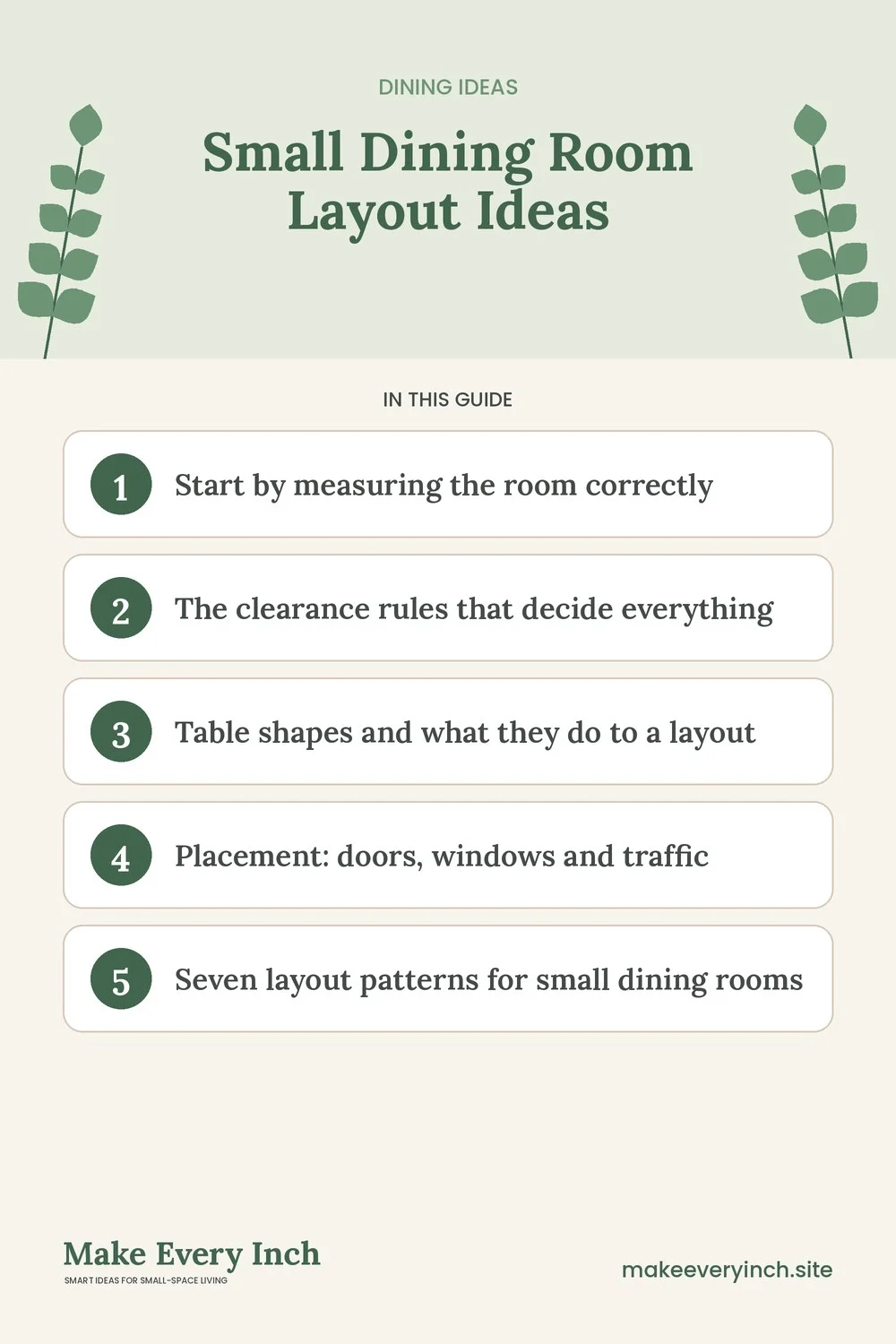 Pinterest pin listing the main topics in: Small Dining Room Layout Ideas