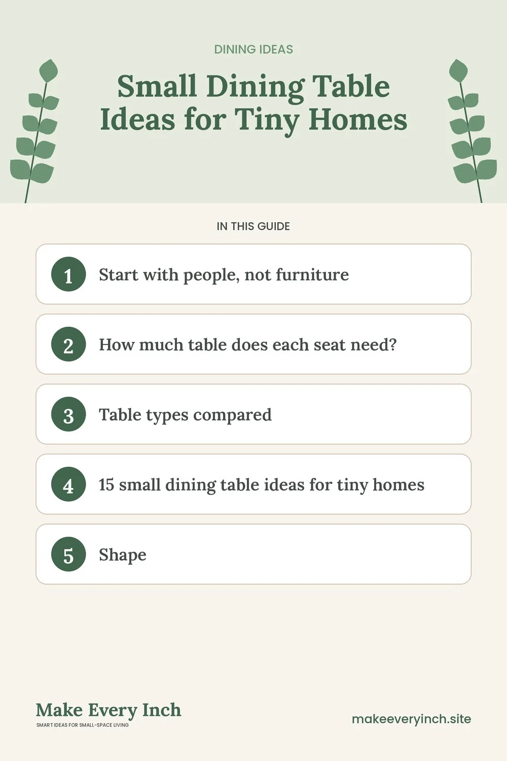 Pinterest pin listing the main topics in: Small Dining Table Ideas for Tiny Homes
