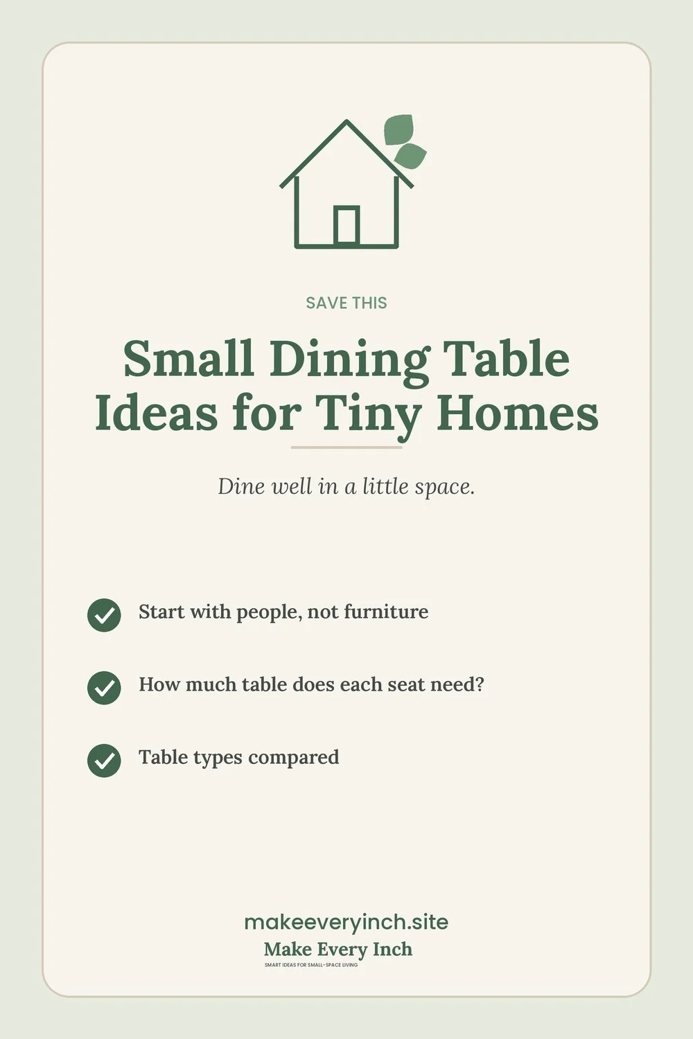 Save-this Pinterest pin with a short checklist for: Small Dining Table Ideas for Tiny Homes