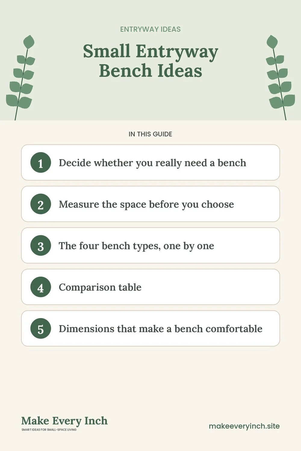 Pinterest pin listing the main topics in: Small Entryway Bench Ideas