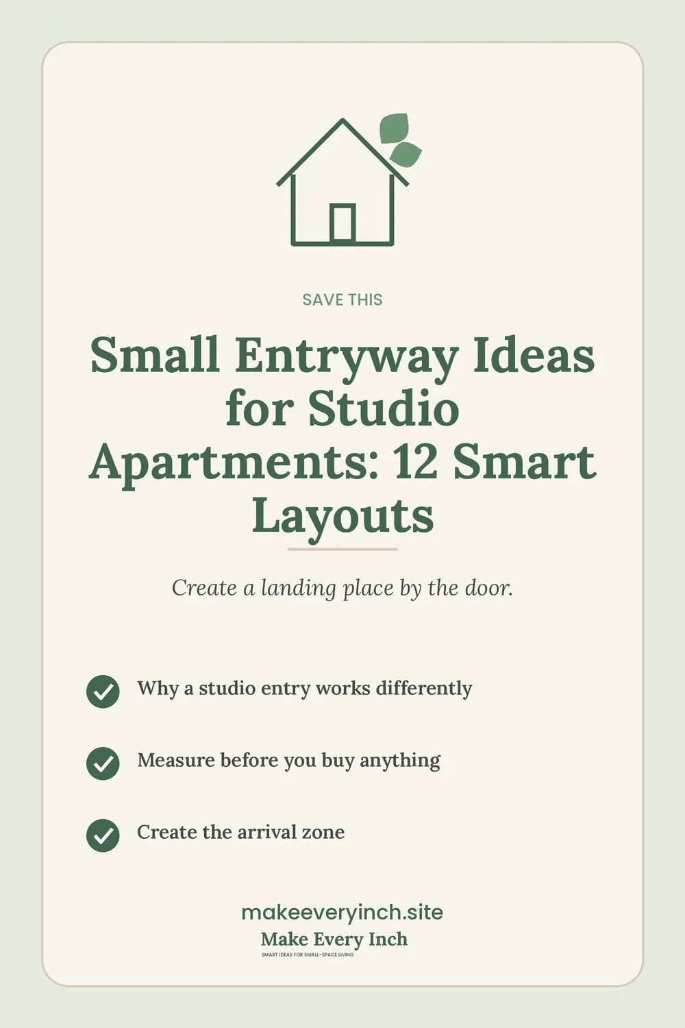Save-this Pinterest pin with a short checklist for: Small Entryway Ideas for Studio Apartments