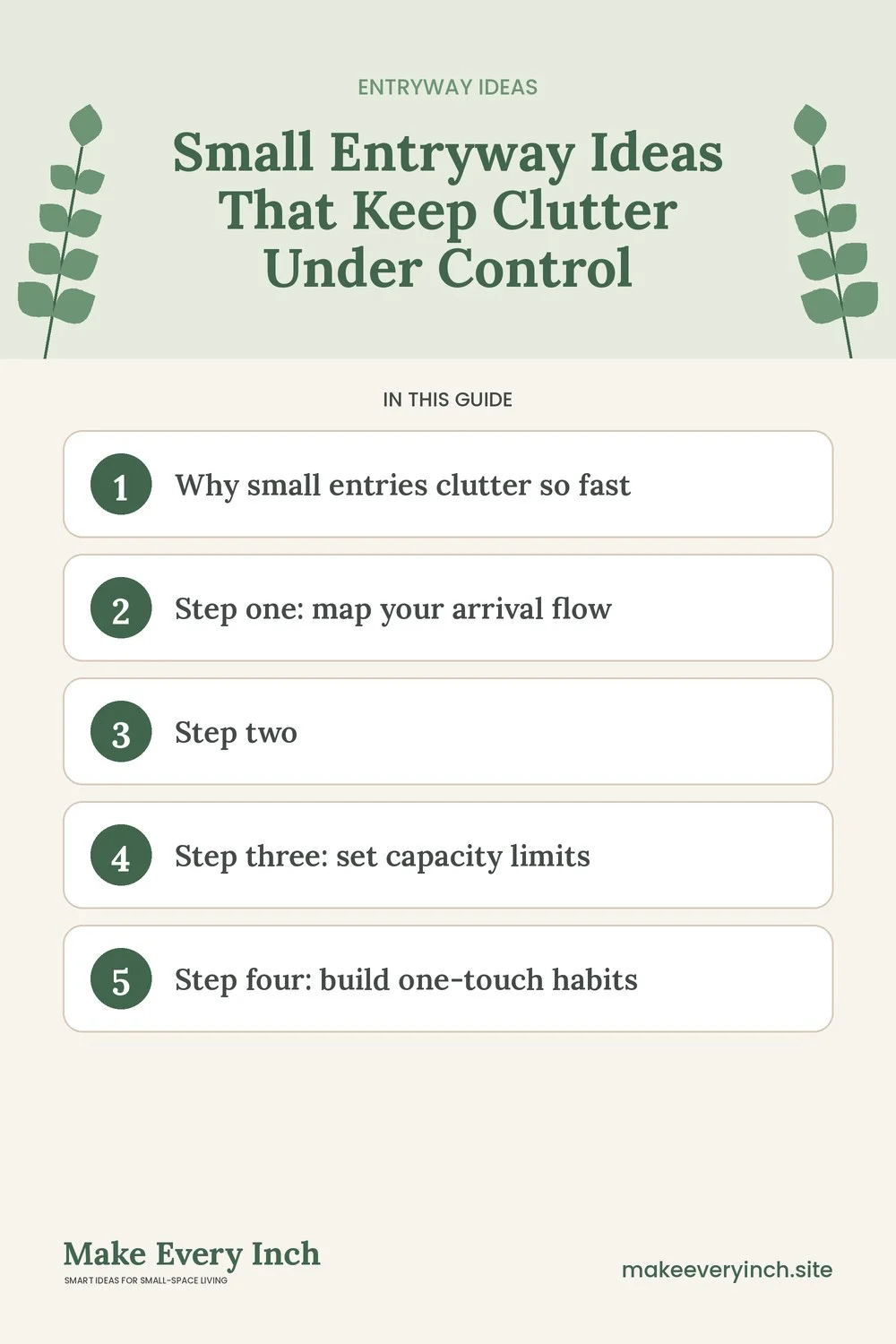 Pinterest pin listing the main topics in: Small Entryway Ideas That Keep Clutter Under Control