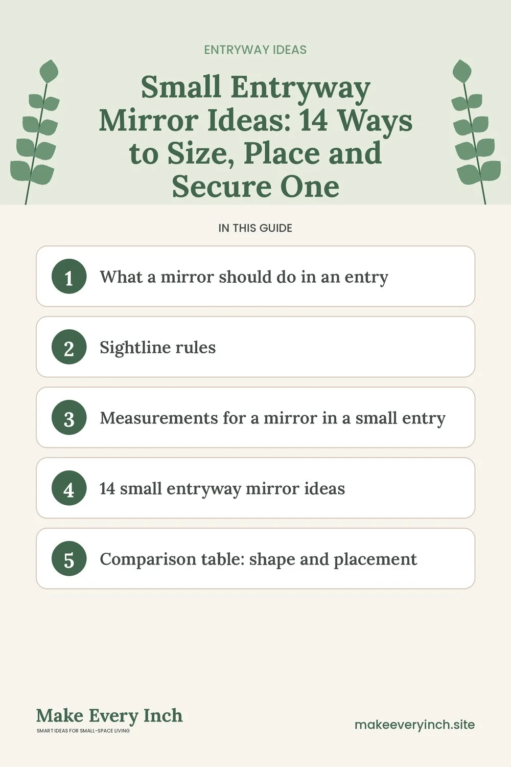 Pinterest pin listing the main topics in: Small Entryway Mirror Ideas