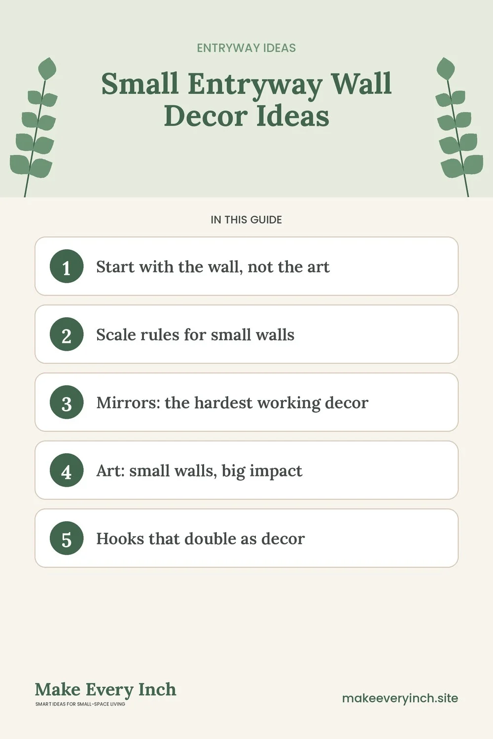 Pinterest pin listing the main topics in: Small Entryway Wall Decor Ideas