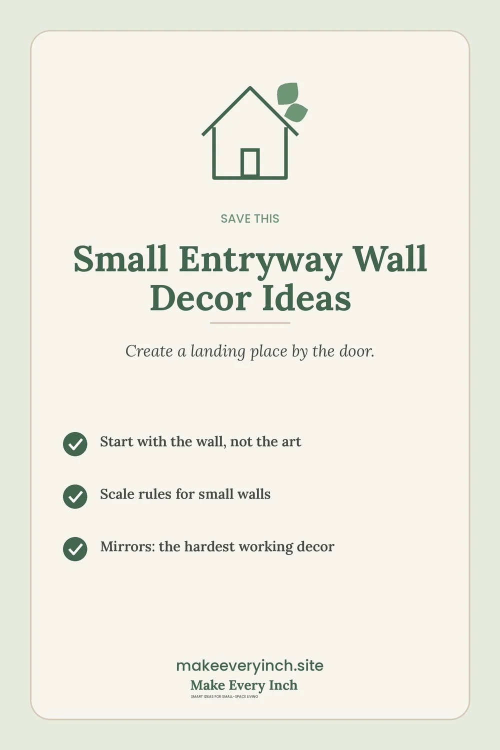 Save-this Pinterest pin with a short checklist for: Small Entryway Wall Decor Ideas